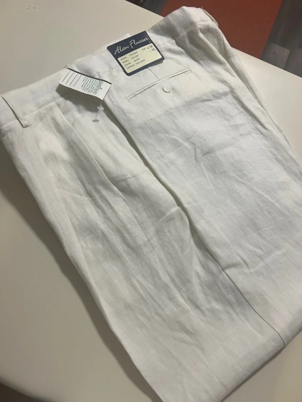 Alan Flusser White Linen Trousers - Picture 1 of 2